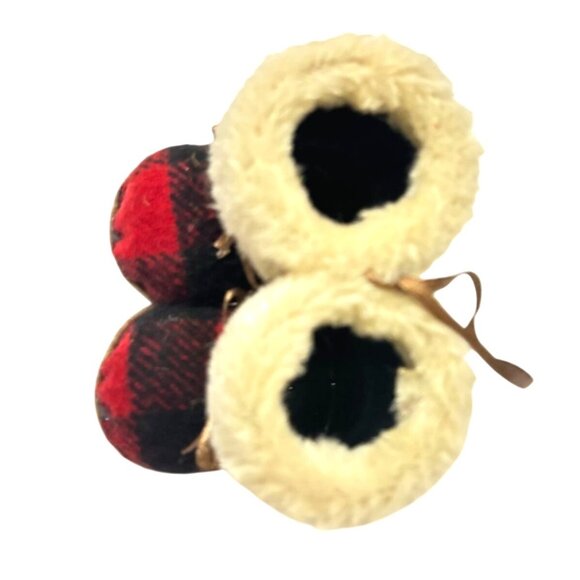 Vintage Babies' First Christmas Miniature Plaid Fur-Lined Boot Ornament - Picture 5 of 10